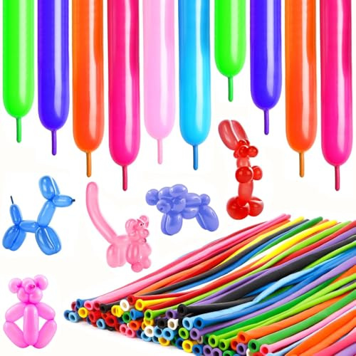 Modellierballons 100 Stück Mehrfarbige Lange Latex Ballon Tiere Luftballons 260Q Latex Lange Luftballons für Geburtstags Weihnachtsfeier Hochzeit Party Dekoration (Mehrfarbige)