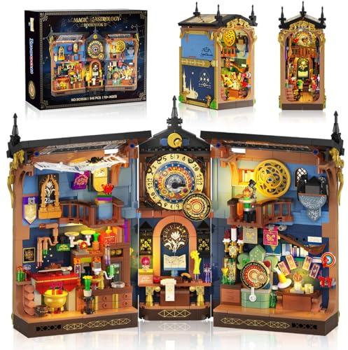 INSOON Magic Astrology Book Nook Building Set with Lights, 946 PCS DIY Booknook Building Block Model Kit for Home Bookshelf Decor, Miniature House Building Brick for Adults Teens Boys Girls Ages 12+