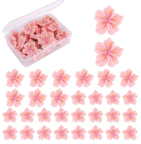 lasuroa 30 Stück Reißzwecken Blumen, 2 Größen Rosa Dekorative Reißzwecken Niedlich Blumen-Reißnägel für Korktafel Pinnwand Fotowand Büro & Zuhause