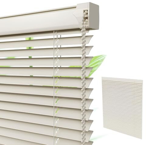 Genérico Persiana Veneciana De Aluminio Persianas Venecianas Horizontales De Interior Láminas de 2,5cm para Ventanas Puertas Salón y Cocina(Champán,80 Ancho x 80 Alto cm)