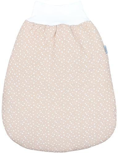 TupTam Baby Unisex Strampelsack mit breitem Bund Wattiert, Farbe: Kleine Sternchen/Beige, Größe: 6-12 Monate