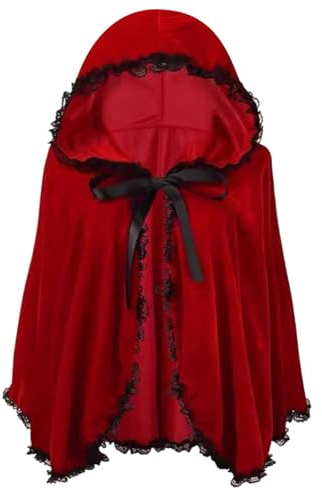 POIUIYQA Capa con Capucha Roja, Disfraces de Carnaval Mujer, Disfraz Caperucita Roja, Disfraz Caperucita con Impresión 3D, Little Red Riding Hood Costume para Carnaval Navidad Fiesta Cosplay
