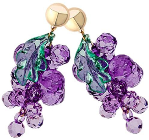 ifundom Boucles D'oreilles Pendantes Grappe de Raisin pour Femmes et Adolescentes, Couleur Pourpre en Acrylique, Design Élégant pour Fête ou Usage Quotidien
