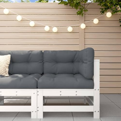 IBUQDDV Divano angolare da giardino bianco in legno massello di pino modulare effetto stecca comoda seduta flessibile conversione mobili da giardino terrazza