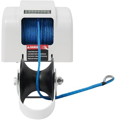 YXZQLOZ Kit de treuil électrique d'ancrage de bateau de 317,5 kg avec télécommande, ancre d'eau salée, ancre maximale de 20,4 kg, corde de 30,5 m, guindeau automatique pour un ancrage facile