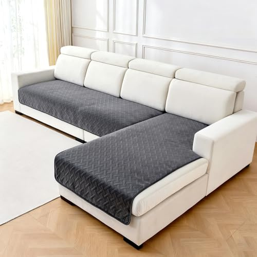 Luxvara Sofabezug Ecksofa 1/2/3/4 Sitzer, Sofabezüge Couch Überzug L Form Sofa Überzug Universelle rutschfeste Sofaschoner, Hund Katze Waschbar Sofaüberwürfe für Wohnzimmer, 1 Stück (Grau, 90x240cm)