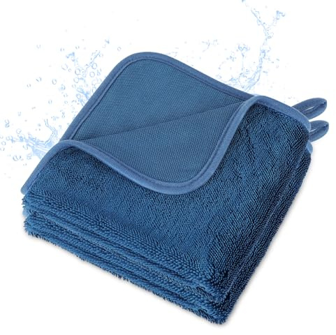 Aomig Magic Cleaning Cloths 2Pcs Reusable Glass Cleaning Rags Magic Bathroom Drying Cloth Window Cleaning Cloths Kitchen Dish Cloth Washable Cloth Duster Absorbent Car Drying Towel Cloths(Dark Blue)