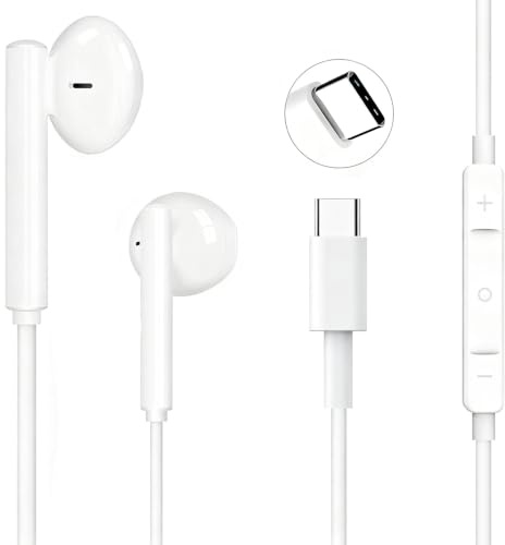 OURWORTL USB C Headphones for iPhone 17, Type C Wired Earbuds with Mic & Volume Control, HiFi Stereo Noise Cancelling Earphones Wired for Pad Pro iPhone 17/16/15 Pro Max/Plus