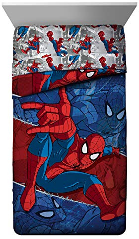 Jay Franco Kids Comforter - Super Soft Reversible Bedding Polyester Microfiber Fill, Multi - Spiderman, Twin