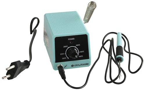 DAYTOOLS Mini-Lötstation LS-928, Kompakte Lötstation mit stufenloser Temperaturregelung (100-450 °C) und Feinlötkolben | Ideal für präzises Löten von SMD-Bauteilen | Leicht transportierbar dank