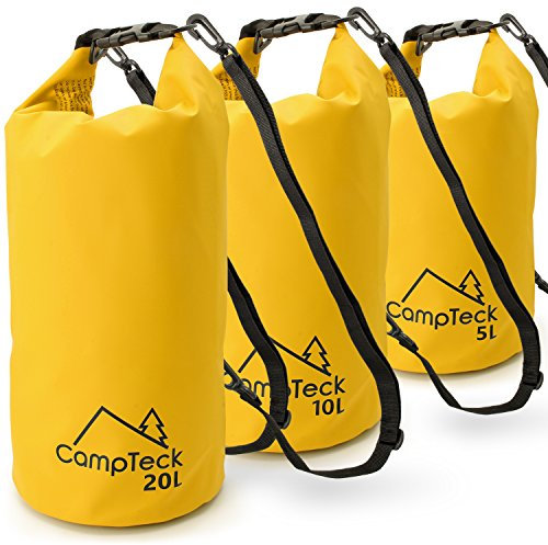 CampTeck Dry Sack Waterproof Floating Storage Dry Bag for Camping, Rafting, Fishing, Canoeing, Boating, Kayaking, Snowboarding, Swimming, Diving etc. – 20 litres
