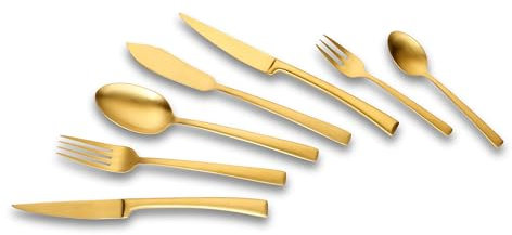 ECHTWERK Tafelbesteck Avelino, Gold Edition, 42-teilig, Essbesteck für bis zu 6 Personen, Edelstahl 18/10, mattiert, Hochwertiges Besteck Set, für festliche Tafeln, inkl. Aufbewahrungs-Kassette