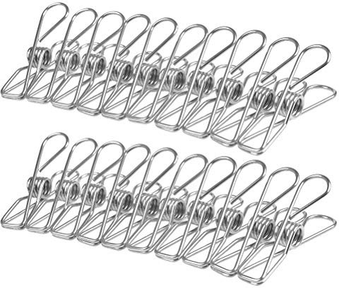 FOCCTS 60 Stück Edelstahl Wäscheklammer Waescheklammern Cilps aus Edelstahl Metall Klammern für Decke,Handtuch, Kleidung, Socken,Silber