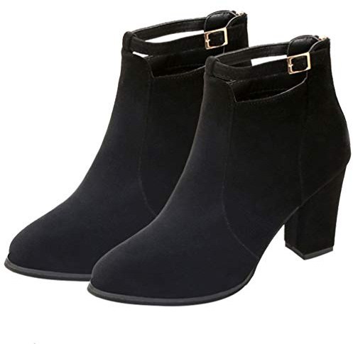 Happyyami Botines Bajos Tacon Alto Zapatos Elegantes Para Señora Botas De Tobillo