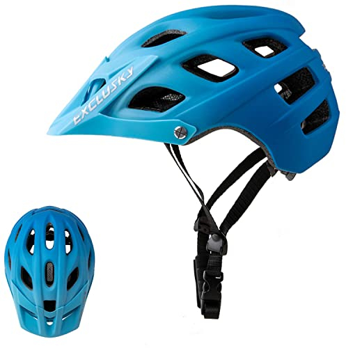 Exclusky Fahrradhelm Herren und Damen mit Visier MTB Helm Ultraleicht Windschutz Helm Retro-Helm für Trekking Rennrad Trail Helm (56-61CM)