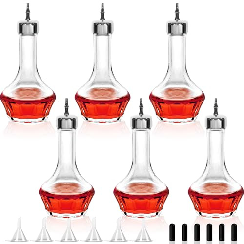 Bitters Bottle - Juego de 6 botellas de vidrio de 50 ml con tapa de salpicadero, herramienta profesional para hacer cócteles
