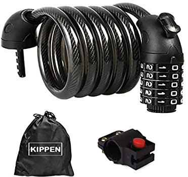 Kippen 2012 - Cavo Antifurto per Bici con Combinazione a 5 cifre. Lunghezza: 180 cm.