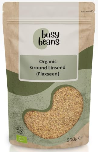 Organic Ground Flaxseed (500g) | Milled Linseed | High Fibre | Omega 3 Source | Vegan | Keto Friendly | by Busy Beans