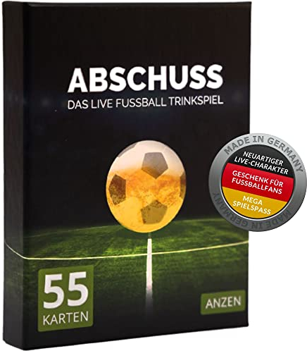 ABSCHUSS - Das Live Fussball Trinkspiel | Kartenspiel | passend zu Bundesliga bis Kreisliga Spielen + Champions League + EM-WM im TV | Fanartikel | Geschenk für Männer | Geschenke Fußballfan