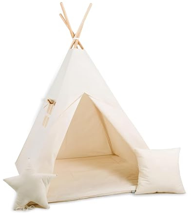 Rainbow Kids Tipi Zelt für Kinder | Baumwollsegeltuch Tippi Kinderzelt, Mehrere Muster und Farben mit und ohne Spielzubehör für Outdoor- und Indoor-Kinderspaß (Milchstraße, mit Zubehör (klein))