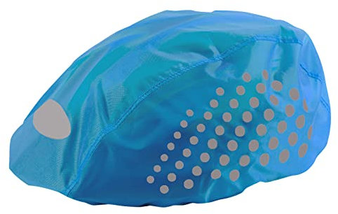Fahrrad Helmüberzug Wasserdicht, Reflektierend Fahrradhelm Regenschutz mit Verstellbare Schnalle, Regenhaube Helm Abdeckung Staubdicht Helm Regenhülle für Kinder Herren Damen, High Visibility (Blau)