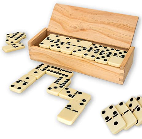 Traditionelles Domino-Set | Luxus-Dominos in Holzkoffer für Kinder und Erwachsene Brettspiele