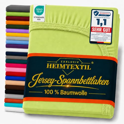 EXKLUSIV HEIMTEXTIL Jersey Spannbettlaken 120 x 200 cm Apfelgrün 100% Baumwolle Öko - Tex Zertifiziert Bed-Sheet Bettlaken Spannbetttuch