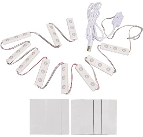LED-Schminkspiegelleuchten Schminklicht 10 Lichterketten Ultrahelle Weiße LED Dimmbare Berührbare Lichtleiste USB-Spiegelleuchten für Schminktisch und Badezimmerspiegel(10 Saiten)