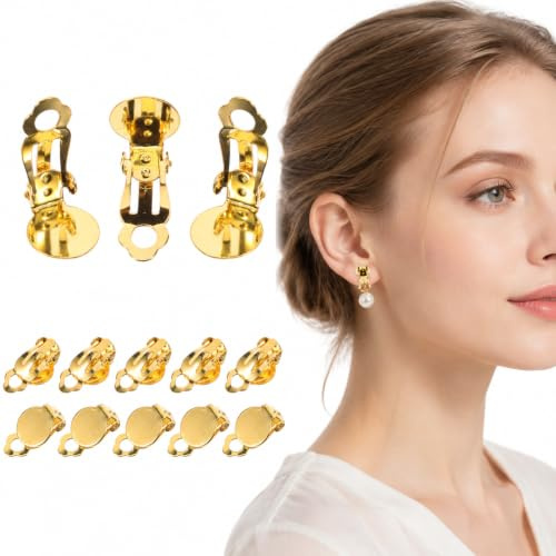 Milisten 20 Stück Ohrclips Ohne Ohrloch Gold Ohrclip Konverter DIY Schmuck | Goldfarbene OhrclipR Konverter für Ohrringe ohne Ohrlöcher, ideal für DIY Schmuck, Basteln und individuelle Ohrdesigns