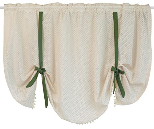 Unifarbige Kurzstore Gardine, Weiche Scheibengardine Durchstangenzug Häkeln Bistrogardinen Halbtransparent Chic Shabby Fenstervorhang für Küche Wohnzimmer Schlafzimmer, 1 Stück-100x110cm(39x43in)