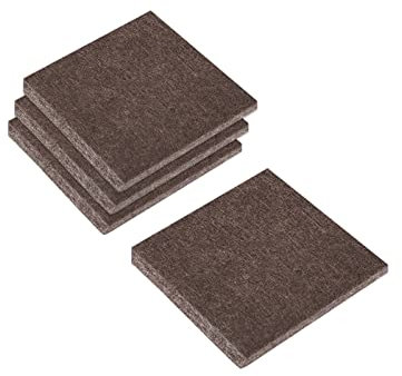 sourcing map Felt Furniture Pads, 40mm x 40mm Self Adhesive Square Floor Protectors for Furniture Legs Hardwood Floor, Brown 24Pcs