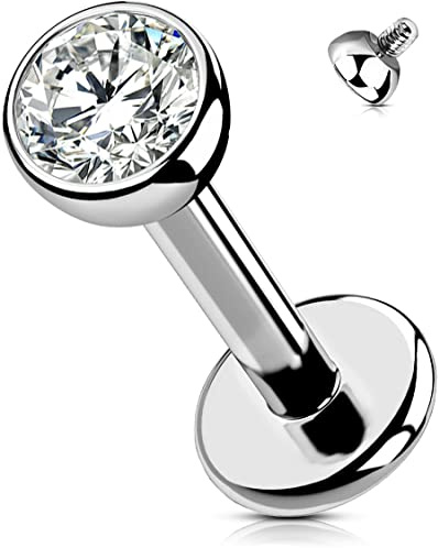 OUFER Body Piercing Barre per Labbra Labret Stud Piercing 16G 6mm/8mm/10mm/12mm Orecchino Helix Filettatura Interna Orecchino Tragus Gioielleria Piercing Titanio Massiccio Grado 23 Barre Piercing