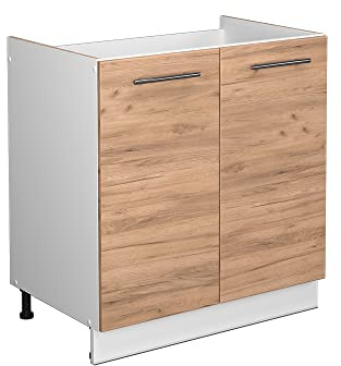 Vicco Armario bajo para Fregadero Fame-Line, Roble Dorado, 80 cm sin encimera, para Combinar con Otros módulos de la Serie Fame-Line