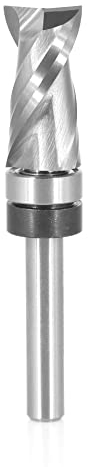 Sinoprotools Solid Carbide Spiral Flush Trim Router Bit, 1/4 Inch Shank Top Bearing Flush Trim Router Bits for Wood Standard Flush Trimming,Up-Cut 1/4X1/2X1-1/8X2-3/4(1 Bits)