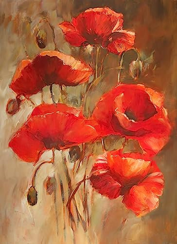 adrium Acryl-Bild 50 x 70 cm: Mohnblumen handgemachtes Ölgemälde auf Leinwand (55509850)