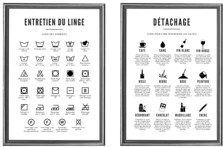 EQUIK PRODUCTS Affiche Buanderie | Décoration Buanderie | Guide Détachant | Poster Lessive, Laverie, Machine à laver | Entretien du Linge (Adieu les Taches, A4)
