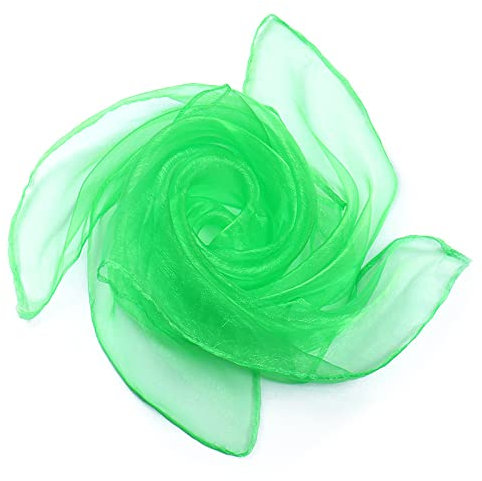 8 Stück Square Jongliertücher Set, Grün Bunte Tücher, 60 * 60 cm Tanz Tücher Bunte Chiffontücher, Rhythmik Spieltücher für Kindergarten Kinder Party-Aktivitäten Kindershow