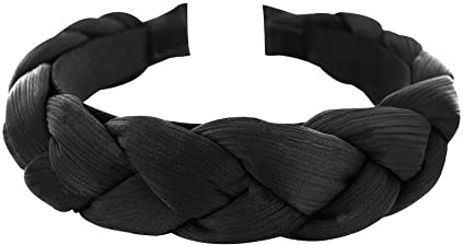 axy Haarreif mit Geflochtener Stoff in Candy Colours - Wunderschön Damen Stirnband Haarschmuck Haarreifen HRZ2 (Schwarz)