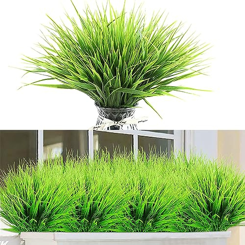 9 Bündel Künstliche Pflanzen für Draußen Kunstpflanze wie echt Wetterfest Künstliche Gräser Outdoor Künstliche Blumen UV-beständig Faux Greenery Sträucher Kunststoffpflanzen Garten Veranda Fenster Box