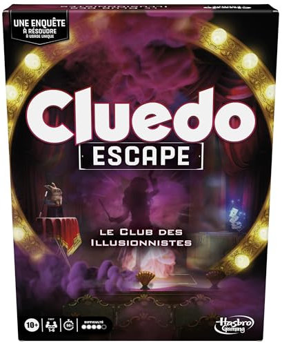 Hasbro Gaming Cluedo Escape - Der Club der Illusionisten - Ermittlungsspiel im Escape Game - Französische Version, für 1 bis 6 Spieler, Kinder ab 10 Jahren und Erwachsene