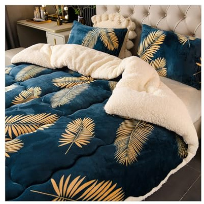 HonunG Dicke Bettdecke,Winter Steppdecke Dicker Lamm-Kaschmir, Decke, Flauschige Kaschmir-Steppdecken, Winterwarm, Bettdecke Baumwolle Winter Winter Warmer Lamm Samtkern (180x220cm 3kg,C)