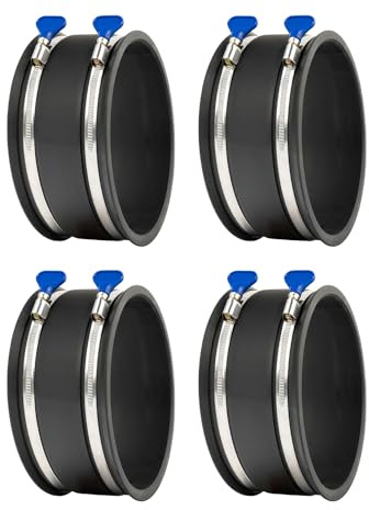 POWERTEC w 70281-P4 6 Inch Control Flex Adjustable Key Clamps, Hose Connector Rubber Cuff Coupler for Woodworking Collection Fittings, Dust Collector Accessories & Machinery, 4 PK