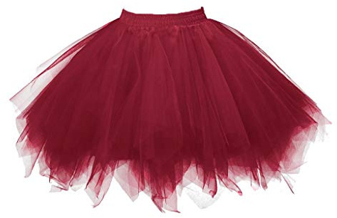 Costume de carnaval pour femme - Jupe tutu des années 50 - Courte - Jupe de ballet - Crinoline - Jupon tutu classique - Danse - Tenue de danse - Vêtements de ballet, Bordeaux, taille unique