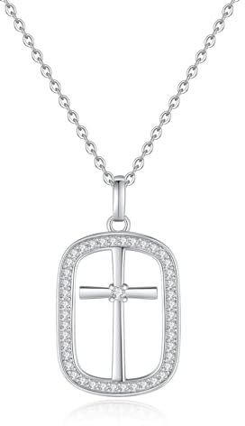 GAVU Kette mit Kreuz für Damen Silber 925 Kreuz Kette Silber Damen mit Jesus Kreuz Anhänger Silber