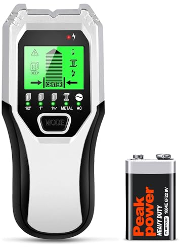 FOLAI Detector de Pared,5 en 1 Escáner de pared sensor de perno, Multifuncional Stud Finder con Pantalla LCD y advertencia de sonido, Para Detecta Metal Tuberías,Tres Tipo de Madera y AC Cable-TH510…