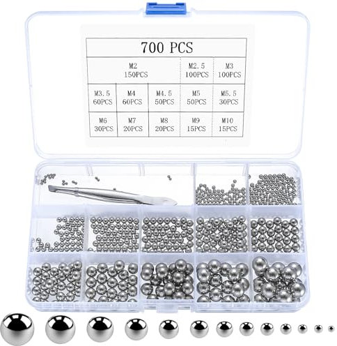 700 Ball Bearings Stainless Steel Balls, 304 Stainless Steel 2-10mm Precision Bearing Balls, Suitable for Bicycles, Skateboards, Roller Skates, Etc., Ball Bearing Set.