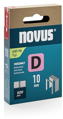 NOVUS TOOLS Flachdrahtklammern 10 mm, 600 Tacker-Klammern vom Typ 53F/10, Schiebeschachtel, Heftmittel für Folien und Pappe