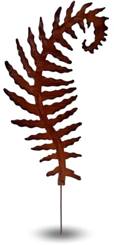 erma Gartenstecker Farn XXL – 120 cm hohe Rostfigur aus Metall – Edelrost Gartendeko für Beet, Rasen & Pflanzkübel – Handgefertigte Metallfigur in Farn-Optik – Wetterfeste Rostdeko Made in Germany