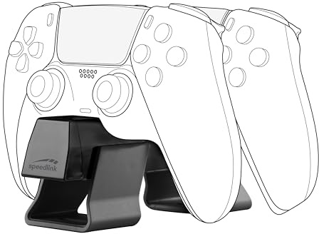 Speedlink TWINDOCK USB Charger - Station de Charge pour Manette PS5, jusqu'à Deux manettes PS5 Originales en même Temps, Fonction de Charge Rapide, Compatible avec DualSense et DualSense Edge, Noir