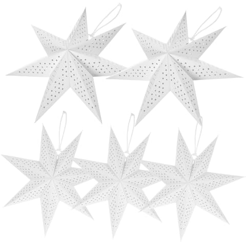 OKUMEYR 5stücke Faltbare Papiersterne Lampenschirm Für Weihnachtsdekoration Für Pendelleuchten Und Hängelampen Klassisches Design Für Festliche